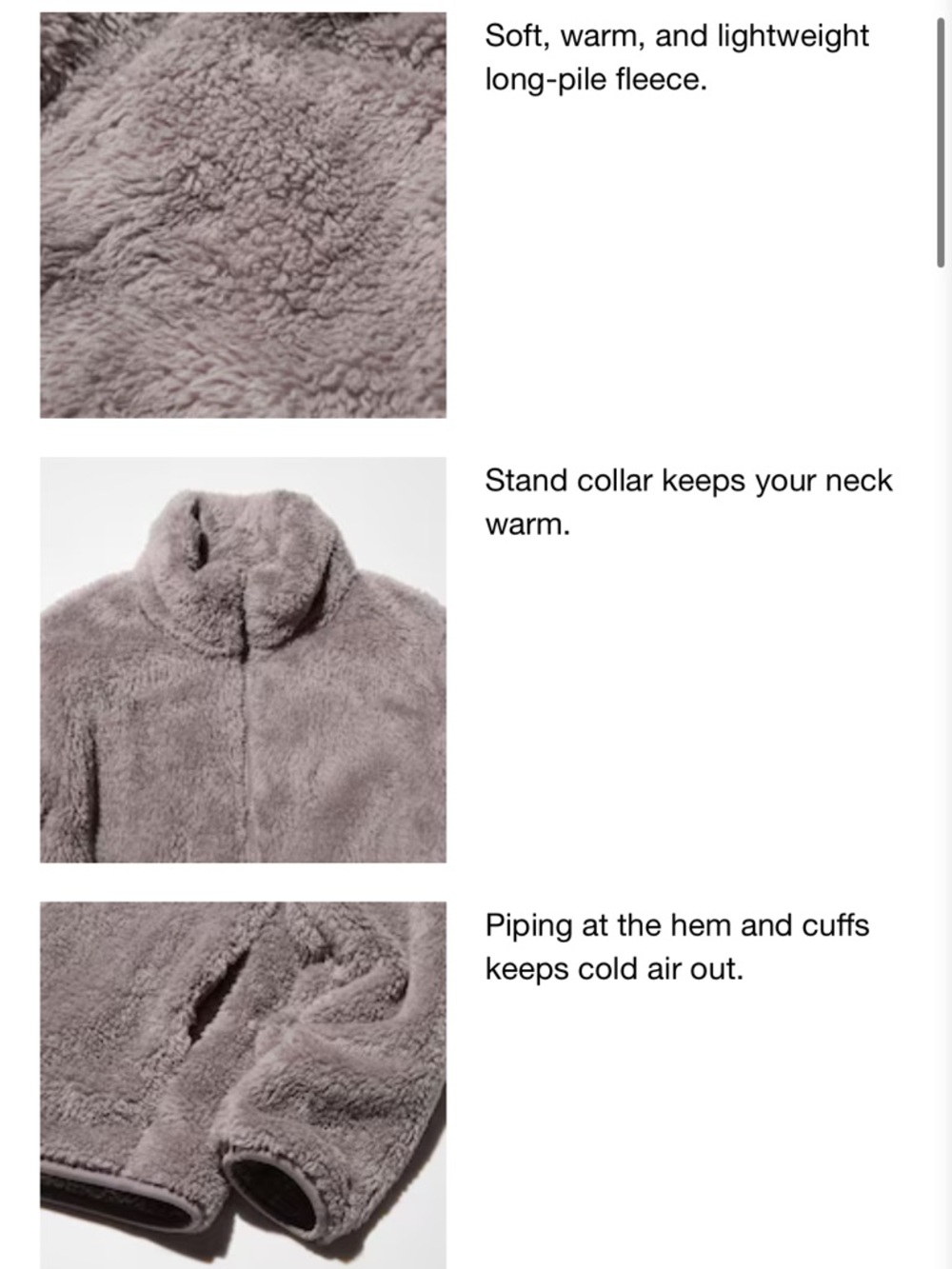 Uniqlo Light Brown (30 Natural), Sherpa Zip Jacket Yarn Fleece, Size XS - Picture 6 of 7